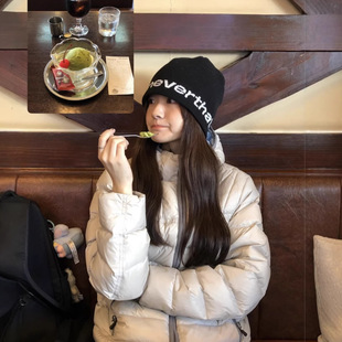 刺绣连帽排骨羽绒服外套男女同款冬季白鸭绒保暖女士拉链时尚休闲