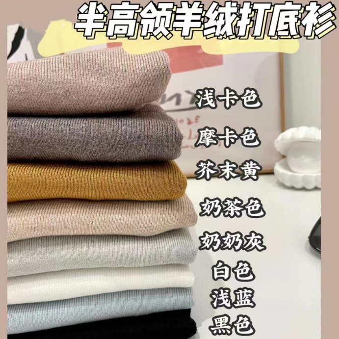 毛衣女秋冬外穿半高领打底衫秋冬内搭打底上衣保暖羊毛衫可外穿