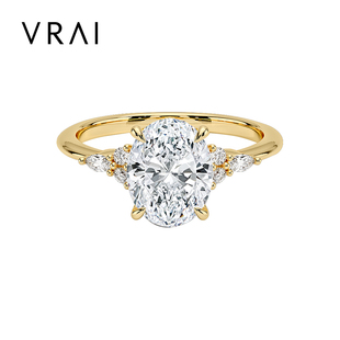 簇拥晨曦椭圆婚戒 VRAI芮爱 铂金钻石戒指定制女求婚钻戒 培育