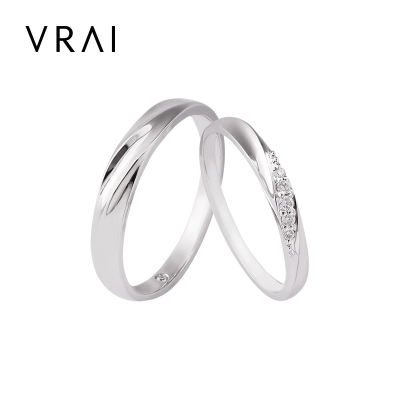 VRAI芮爱 恋爱心率情侣对戒 明星同款 情侣送礼 结婚对戒纪念日