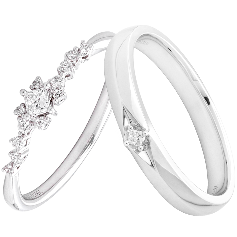 VRAI芮爱 漫天繁星公主方情侣对戒男戒女戒 结婚钻石戒指真钻