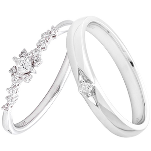 VRAI芮爱 漫天繁星公主方情侣对戒男戒女戒 结婚钻石戒指真钻