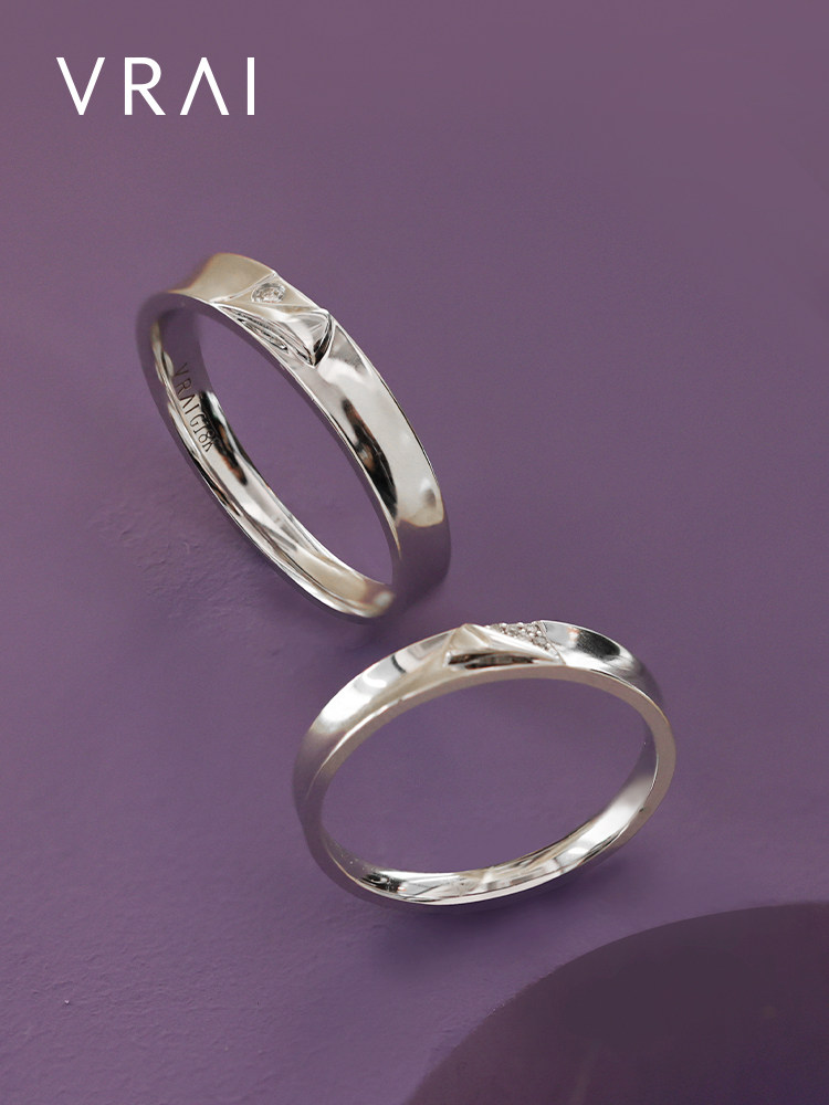 vrai芮爱 victory情侣对戒  培育钻石结婚戒指真钻 美国加州裸钻