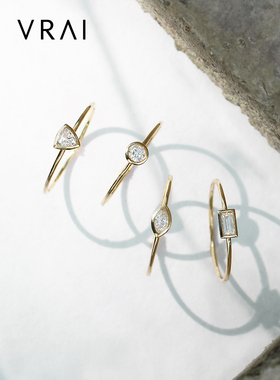 VRAI/芮爱bezel钻石戒指18k金贝甜女戒ins风真钻证书美国硅谷品牌