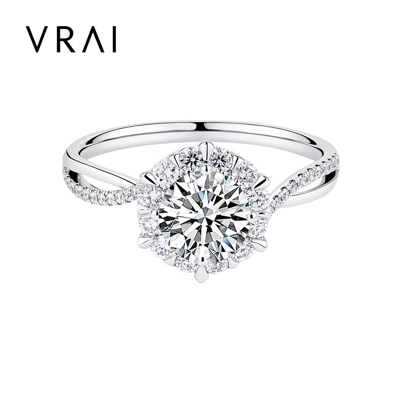【培育】VRAI/芮爱 蔓爱花火圆钻钻石婚戒美国进口定制铂金女戒
