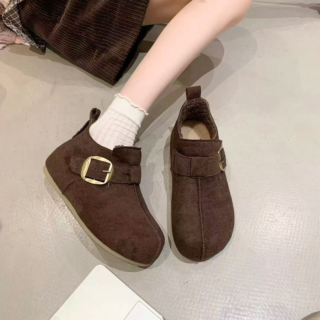 2025新款加绒勃肯鞋内增高复古软底一字带全包