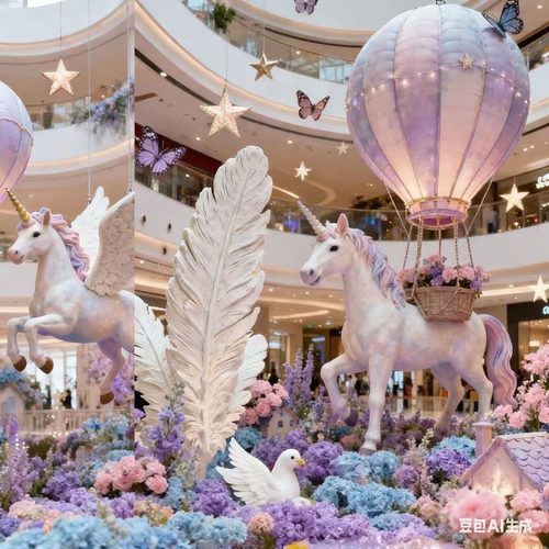 泡沫雕塑定制飞马独角兽商业美陈