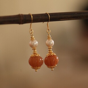 新年过年葫芦耳坠耳环耳钩耳夹汉服旗袍配饰中式耳环秀禾耳夹耳饰