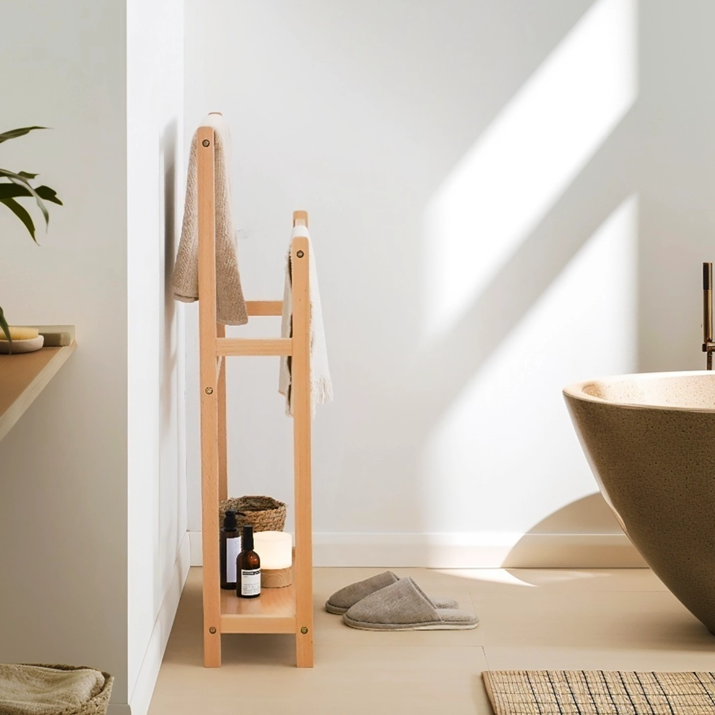 实木浴室毛巾架卫生间免打孔挂毛巾置物架家用浴缸收纳立式挂杆架,家庭/个人清洁工具,毛巾挂/毛巾架,淘宝优惠券,粉丝福利购,淘宝优惠卷