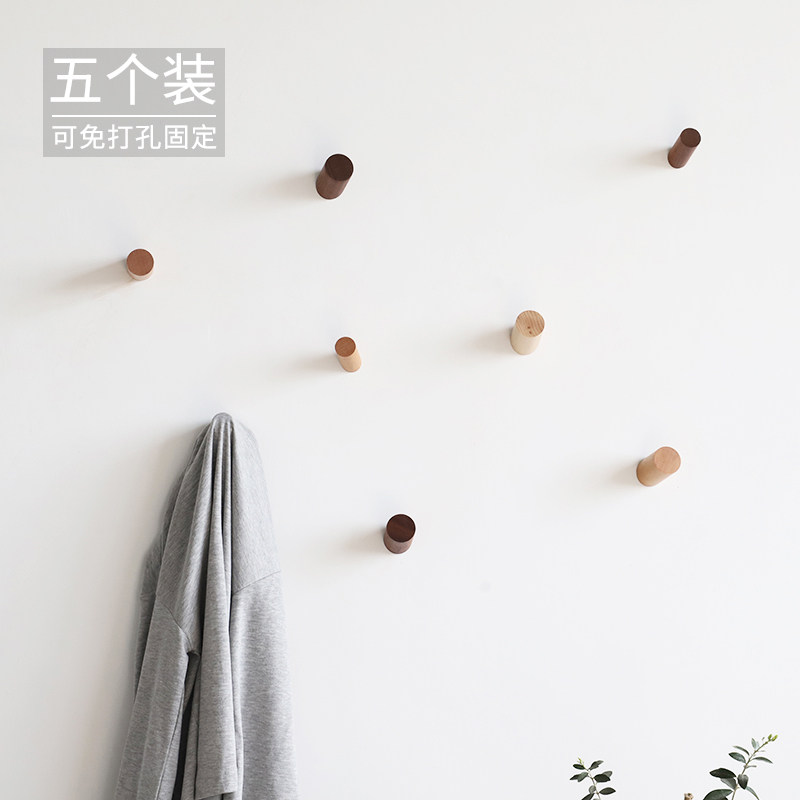 ins免打孔原木单个服装店小挂钩