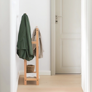 简约实木落地双杠挂衣架卧室床边衣帽架不占空间入户玄关收纳挂架