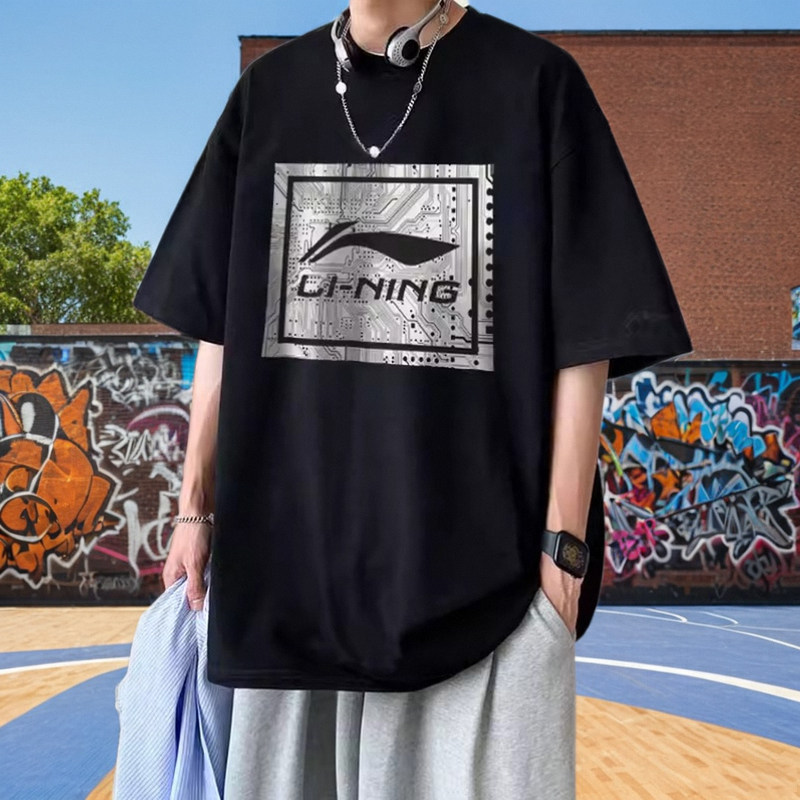 李宁清仓断码特价短袖T恤男女2025夏季宽松速干透气国潮文化衫