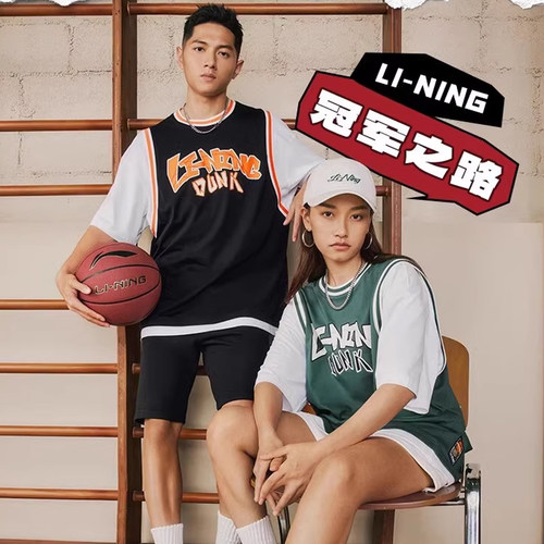 李宁纯棉宽松透气短袖t恤男女
