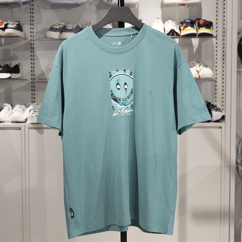 李宁短袖男子宽松短袖文化衫