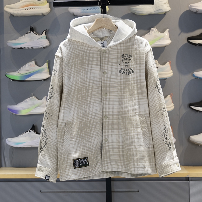 李宁男子连帽宽松衬衫外套