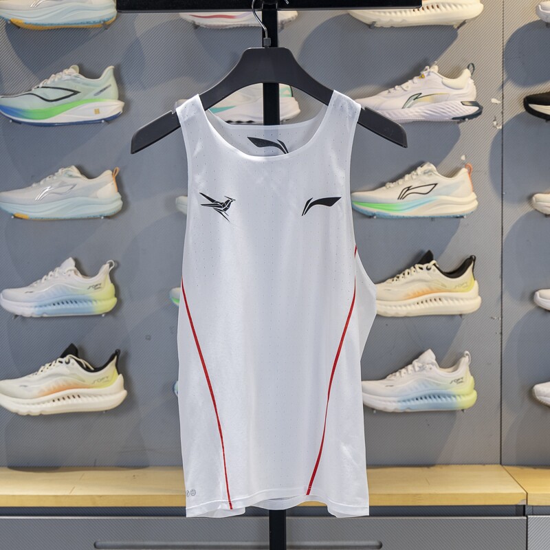 正品李宁男子龙雀竞速比赛跑步背心新款舒适透气无袖T恤AAYV123