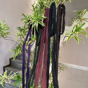 文艺复古苎麻棉围巾细窄长条女士韩版丝巾护颈装饰围脖