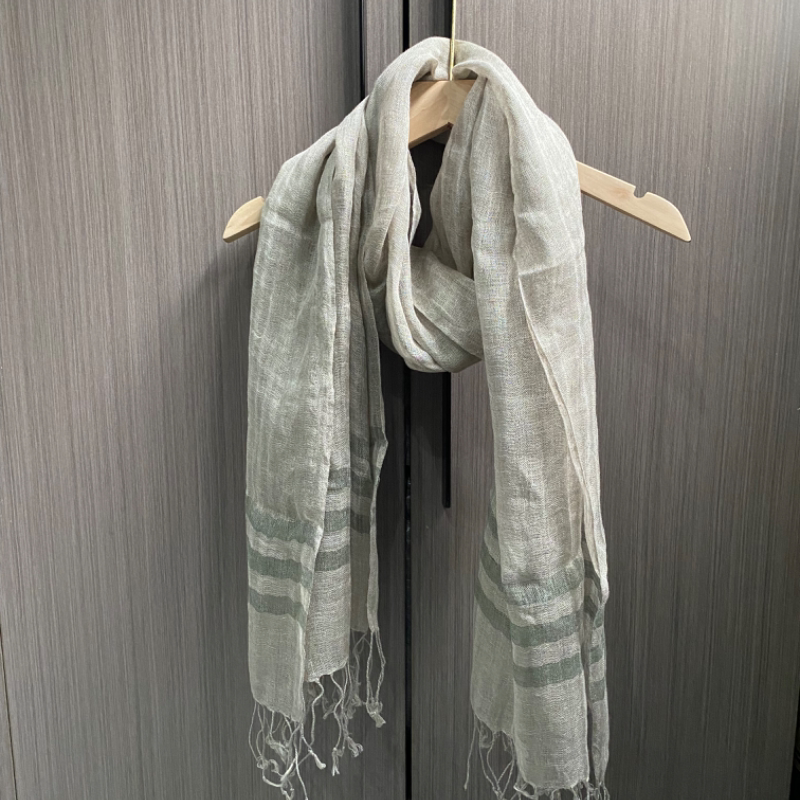 复古日系雨露麻条纹围巾文艺百搭春夏护颈透气遮阳披肩防晒丝巾