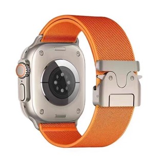 适用iwatch10表带S9/8苹果手表带applewatch腕带S11尼龙回环牛角SE男s7运动ultra女46mm42透气时尚潮替换带45
