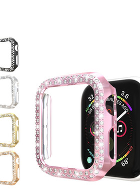 适用苹果手表iwatchse2  ultra保护套电镀硬壳apple watch7/8/9/10代全包表壳镶钻边框s10超薄防41/45/46mm42