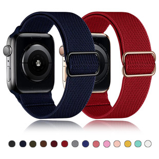 iwatch10代表带苹果手表7/8 /9 SE尼龙伸缩弹力腕带appleSeries Ultra2表带4/5代46mm运动创意男女生潮49mm41