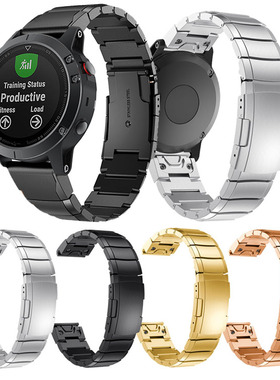 适用佳明Garmin fenix5X plus  6x/7x 8代快拆米兰金属表带5S飞耐时3 HR智能手表带本能不锈钢带男潮精钢S62