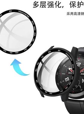 适用荣耀手表GS3i保护壳watchgs壳膜一体MUSB19钢化膜46mm全包MUS-B19一mns表HONOR运动版b39时尚智能表壳套l