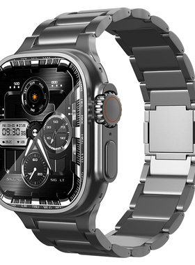 适用AppleWatch Ultra纯钛表带苹果手表S9钛带iwatch9/8/7/6/SE/5/4高级钛合金Ultra2钛金属腕带S8商务44mm45