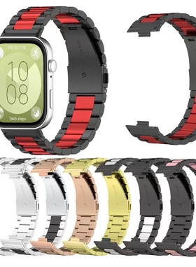 适用三星watchFit3表带真皮三星Galaxy FIT3不锈钢金属表带高级感为fit3代表带透气手表手环R930腕带皮质潮流