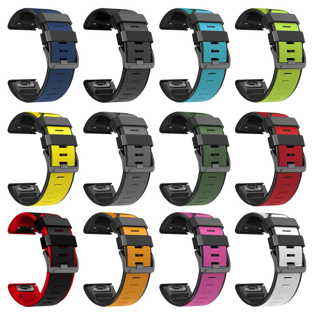 适用佳明飞耐时手表Garmin Fenix7/Fenix5/Fenix6/955/965/Approach S70硅胶表带佳明F7 Pro双色快拆表带22mm