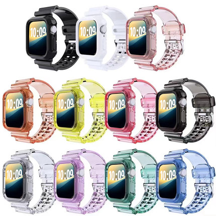 适用apple watch10表带iwatch s10苹果手表表带个性一体表带创意保护壳表带男运动冰川夏高级小众女42mm46mm