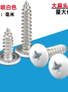 白色烤漆十字大扁头自攻螺丝头部烤白漆TA伞头/蘑菇头铝材螺钉