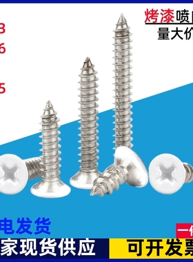 白色烤漆螺丝十字沉头KA自攻螺钉喷白漆家具窗帘空调螺钉M2-M6