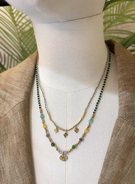 2026新款南法风情浪漫串珠保色项链黑尖晶捷克琉璃