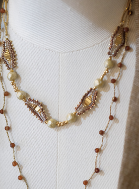 2025新款异形捷克琉璃紫色猛晃颈链项链毛衣链