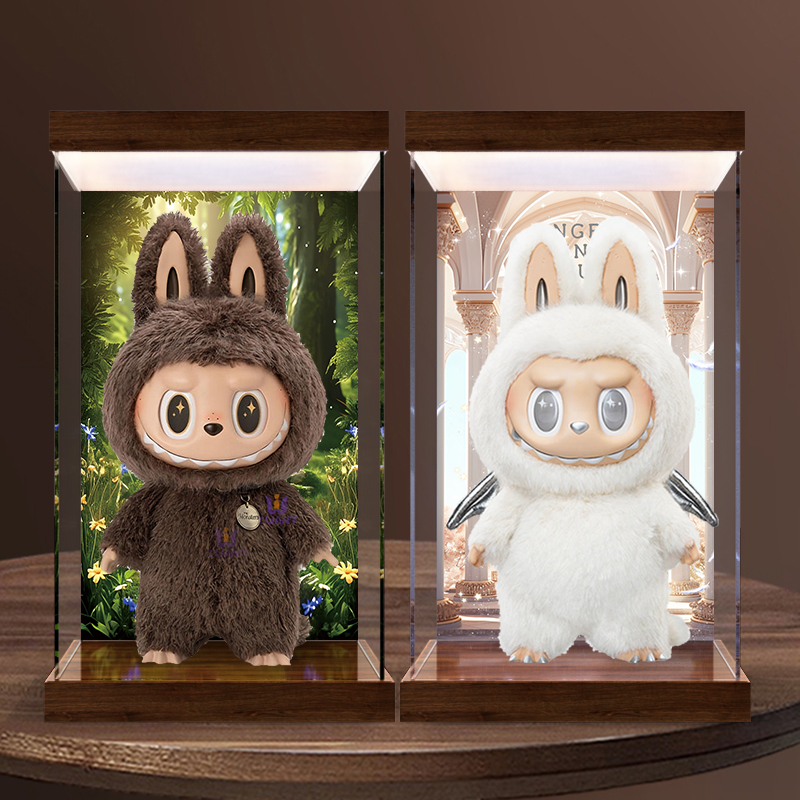 适用泡泡玛特zimomo labubu 大首领阴晴大天使公仔 亚克力展示盒