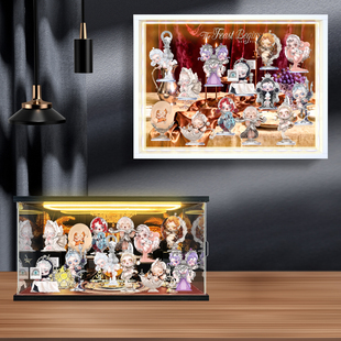 适用泡泡玛特SKULLPANDA餐桌系列手办盲盒场景相框道具展示收纳盒