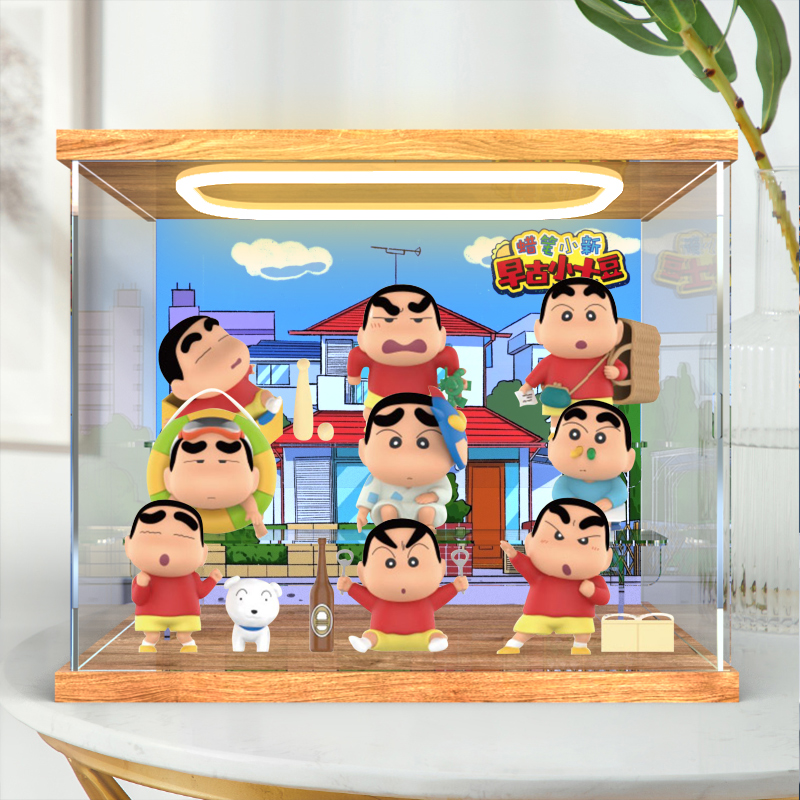 适用52TOYS蜡笔小新早古小土豆手办盲盒摆件礼物回灯透明收纳盒