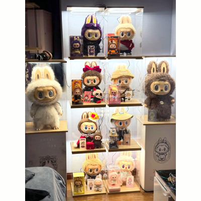 labubu收纳盒zimomo搪胶亚克力玩偶拉布布春野公仔手办收纳盒柜