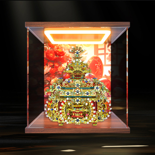亚克力灯光收纳盒 适用拼酷十里红妆点翠妆奁3D立体拼图金属模型