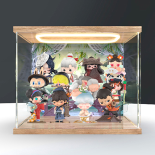 回型灯带门高清收纳盒适用泡泡玛特 无双镇 十四周年系列手办盲盒