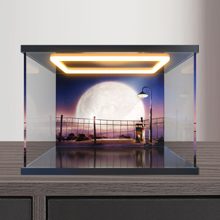 适用迪士尼系列积木43279瓦力和伊娃手办展示盒亚克力灯光收纳盒