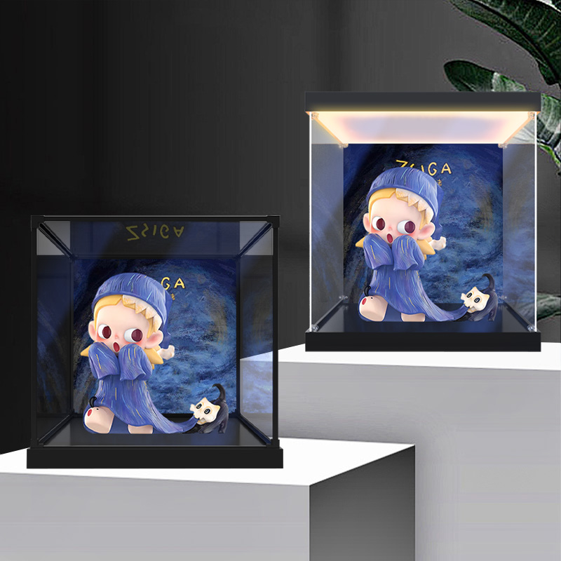 适用泡泡玛特 zsiga惊慌的表演者 手办潮玩亚克力灯光展示收纳盒