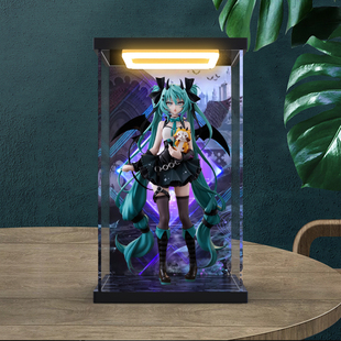 亚克力主题背景收纳盒回灯款适用初音未来 小浣熊拉斯卡尔 恶魔