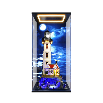 灯光回灯型亚克力展示盒 适用乐高21335电动灯塔益智玩具积木收纳