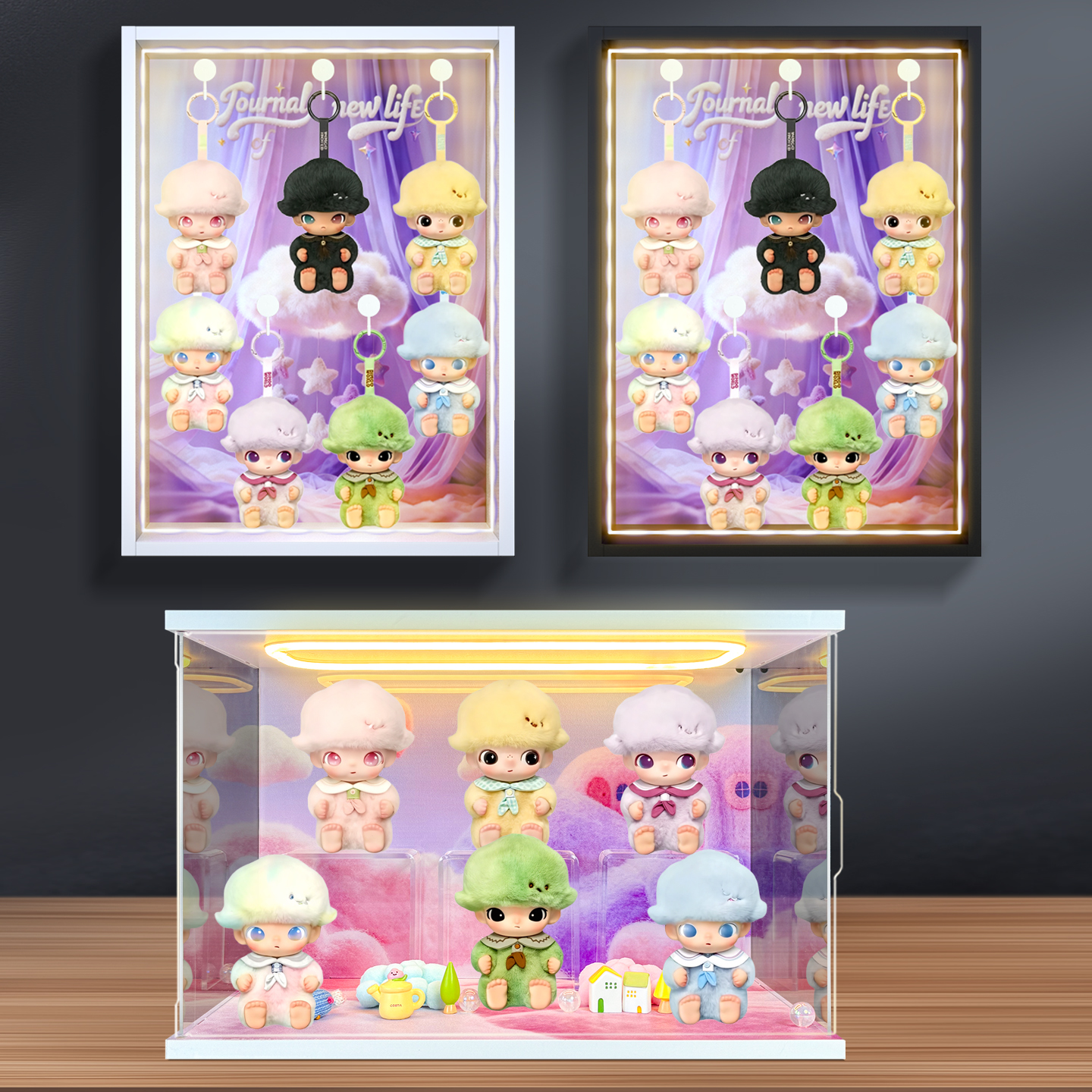 适用DIMOO新生日记系列盲盒手办收纳玩具场景相框展示盒收纳盒