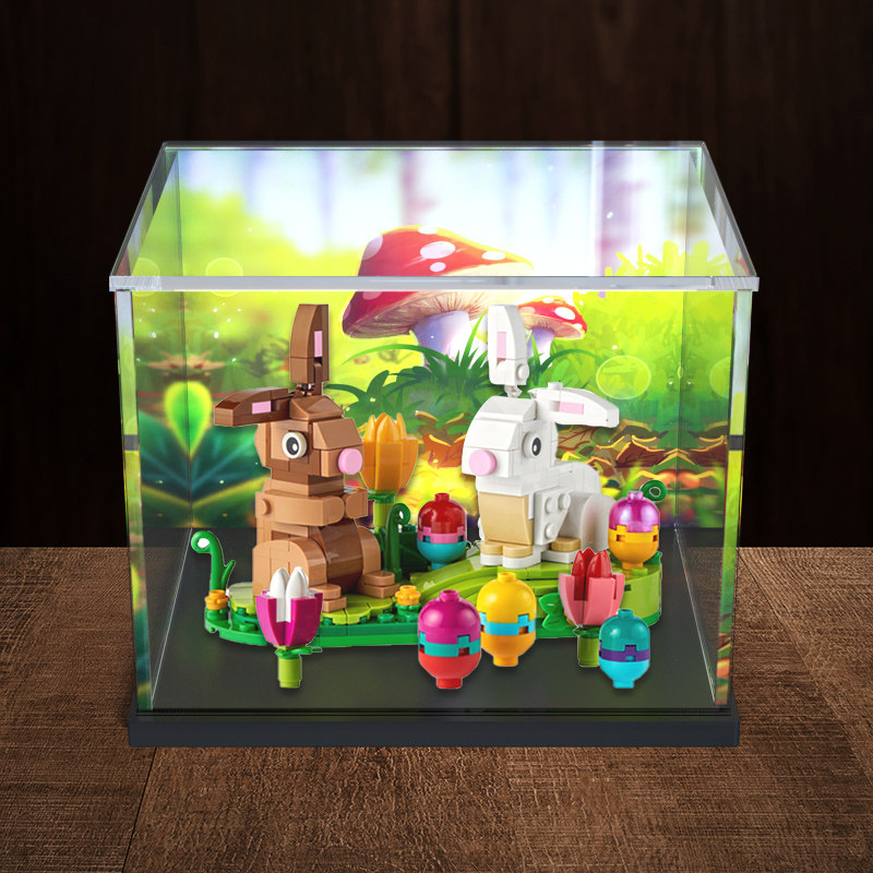 亚克力收纳盒适用乐高积木 40523复活节兔子萌萌兔动物透明展示盒
