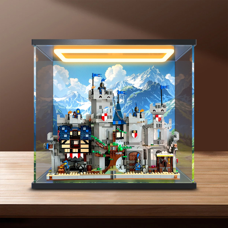 回灯亚克力收纳盒适用乐高31168中世纪骑士城堡积木手办防尘罩