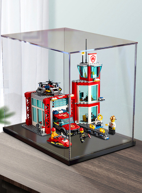 高清亚克力展示盒60215城市消防局手办收纳盒透明盒子防尘罩盲盒