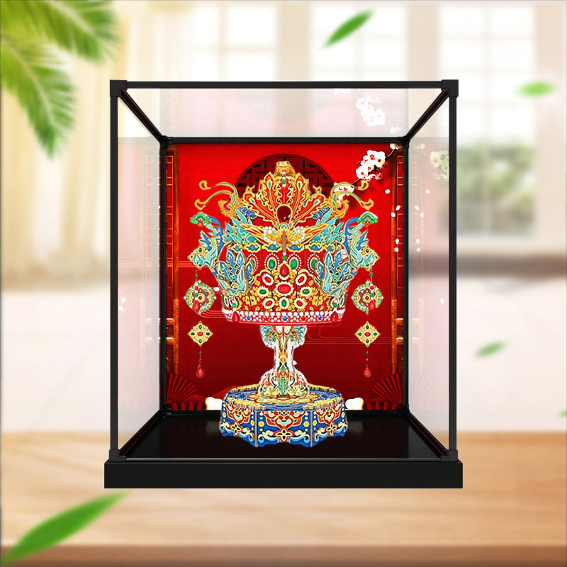 防尘收纳盒适用同趣有凤来仪展示盒八音盒凤冠积木新婚礼物